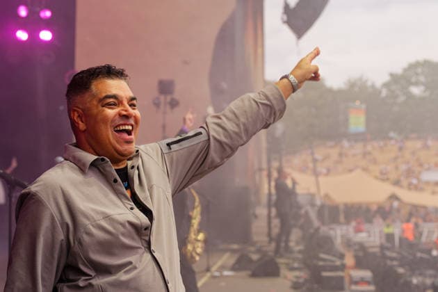 UB40 perform at Electric Paradise Festival. Milton Keynes Bowl, Milton Keynes, UK. 9th August. UB40 perform at Electric Paradise Festival along with performers including Grace Jones, Kool & The Gang and Jocelyn Brown. The 50,000 capacity venue was close to sold out., Credit:Aldo Ciarrocchi Avalon UK, Milton Keynes  Copyright: xAldoxCiarrocchix xAvalonx 1121811986