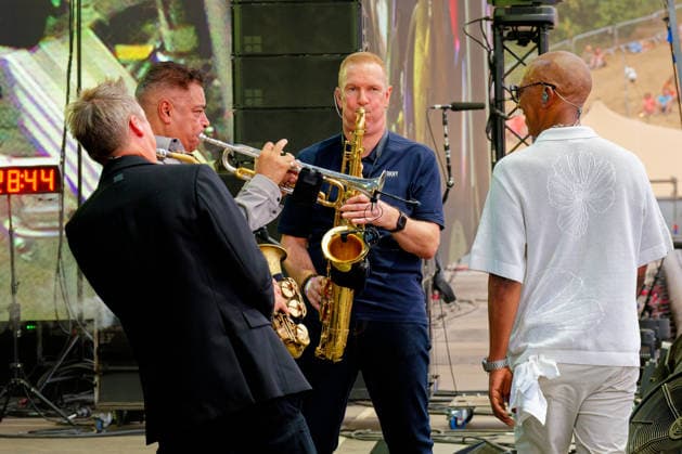 UB40 perform at Electric Paradise Festival. Milton Keynes Bowl, Milton Keynes, UK. 9th August. UB40 perform at Electric Paradise Festival along with performers including Grace Jones, Kool & The Gang and Jocelyn Brown. The 50,000 capacity venue was close to sold out., Credit:Aldo Ciarrocchi Avalon UK, Milton Keynes  Copyright: xAldoxCiarrocchix xAvalonx 1121812125
