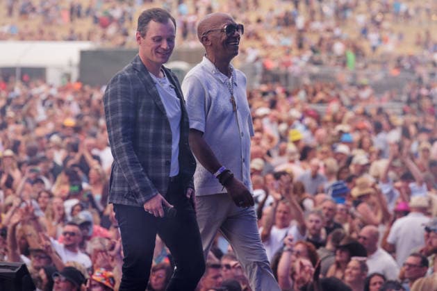 UB40 perform at Electric Paradise Festival. Milton Keynes Bowl, Milton Keynes, UK. 9th August. UB40 perform at Electric Paradise Festival along with performers including Grace Jones, Kool & The Gang and Jocelyn Brown. The 50,000 capacity venue was close to sold out., Credit:Aldo Ciarrocchi Avalon UK, Milton Keynes  Copyright: xAldoxCiarrocchix xAvalonx 1121812237