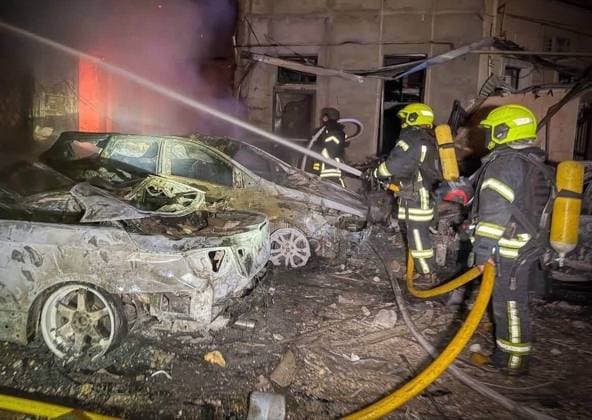 Twelve people injured in Russian combined attack on Odesa region, Ukraine ODESA, UKRAINE - AUGUST 09: (----EDITORIAL USE ONLY - MANDATORY CREDIT - ODESA REGIONAL MILITARY ADMINISTRATION HANDOUT - NO MARKETING NO ADVERTISING CAMPAIGNS - DISTRIBUTED AS A SERVICE TO CLIENTS----) Emergency crews work at the scene as a fire burns among damaged vehicles and residential buildings following a large-scale combined Russian missile and drone attack on Odesa, Ukraine, on August 9, 2026. Twelve residents sustained moderate injuries in the attack, which also damaged energy infrastructure and caused disruptions to the electricity supply. Odesa Regional Military Administration Handout Anadolu Odessa Ukraine. Editorial use only. Please get in touch  Copyright: x2026xAnadoluxOdesaxRegionalxMilitaryxAdministrationx xHandoutx
