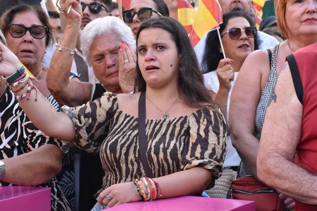 Rally in Ceuta to Demand Answers from Spain and Europe A person during a rally under the slogan Enough Is Enough—Ceuta Won’t Give Up, in front of the Government Delegation headquarters, on August 9, 2026, in Ceuta, Spain. The demonstration, called by religious communities and neighborhood associations, brought together thousands of people this Sunday in Ceuta’s Plaza de la Constitución to demand action in response to the situation created by the mass arrival of migrants on July 30. The organizers estimate attendance at more than 10,000 people, while the National Police put the number at over 5,000. AUGUST 9, 2026 Gabriela Sardá Nún Ceuta, Ceuta, Spain  Copyright: xGabrielaxSardaxNunezx 7707579