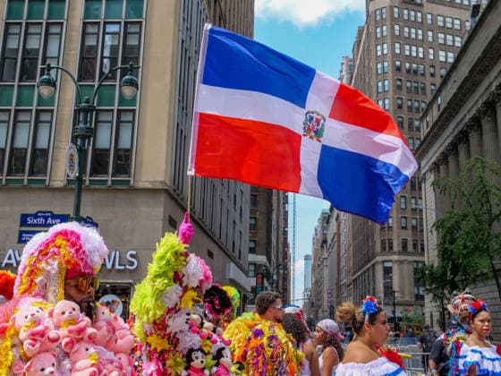 August 9, 2026, New York, New York, USA: Dominican pride on display at the 44th annual Dominican Day Parade on Sixth Avenue..With the theme of Identity and Culture under a blazing sun thousands marched and watched .as merengue, bachata music, colorful floats and traditional dance groups made their way up.the avenue. New York USA - ZUMAh156 20260809_znp_h156_001 Copyright: xMiloxHessx