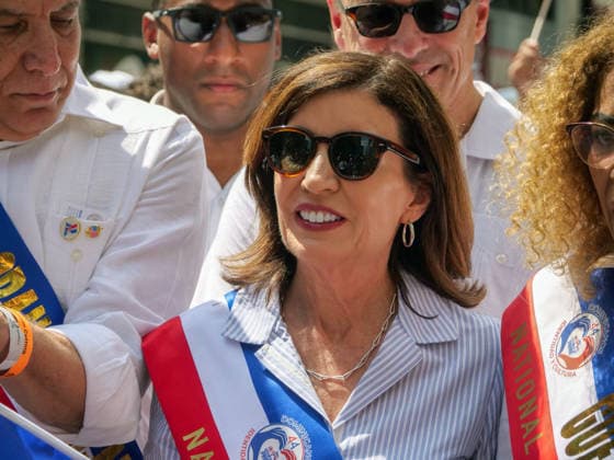 August 9, 2026, New York, New York, USA: NY Governor Kathy Hochul along with Dominican pride on display at the 44th annual Dominican Day Parade on Sixth Avenue..With the theme of Identity and Culture under a blazing sun thousands marched and watched .as merengue, bachata music, colorful floats and traditional dance groups made their way up.the avenue. New York USA  - ZUMAh156 20260809_znp_h156_017 Copyright: xMiloxHessx