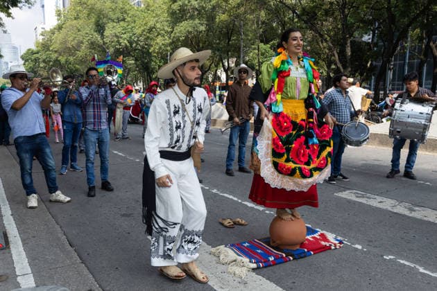 August 9, 2026, Mexico City, Mexico: The Mexico City government held the 17th Mega Calenda 2026, a cultural parade that traveled from the Angel of Independence along Paseo de la Reforma to the citys Zocalo, featuring participants in traditional clothing, dances and music, as part of International Indigenous Peoples Day and the 12th Festival of Indigenous Cultures, Indigenous Peoples and Native Neighborhoods of Mexico City. Mexico City Mexico  - ZUMAl178 20260809_znp_l178_006 Copyright: xCristianxLeyvax