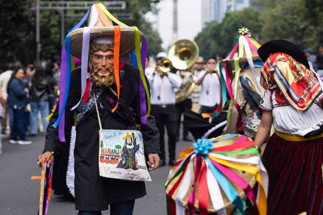 August 9, 2026, Mexico City, Mexico: The Mexico City government held the 17th Mega Calenda 2026, a cultural parade that traveled from the Angel of Independence along Paseo de la Reforma to the citys Zocalo, featuring participants in traditional clothing, dances and music, as part of International Indigenous Peoples Day and the 12th Festival of Indigenous Cultures, Indigenous Peoples and Native Neighborhoods of Mexico City. Mexico City Mexico  - ZUMAl178 20260809_znp_l178_007 Copyright: xCristianxLeyvax