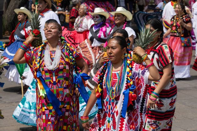 August 9, 2026, Mexico City, Mexico: The Mexico City government held the 17th Mega Calenda 2026, a cultural parade that traveled from the Angel of Independence along Paseo de la Reforma to the citys Zocalo, featuring participants in traditional clothing, dances and music, as part of International Indigenous Peoples Day and the 12th Festival of Indigenous Cultures, Indigenous Peoples and Native Neighborhoods of Mexico City. Mexico City Mexico - ZUMAl178 20260809_znp_l178_025 Copyright: xCristianxLeyvax