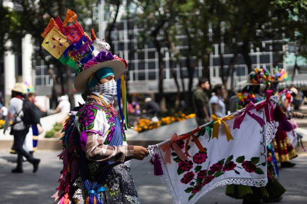 August 9, 2026, Mexico City, Mexico: The Mexico City government held the 17th Mega Calenda 2026, a cultural parade that traveled from the Angel of Independence along Paseo de la Reforma to the citys Zocalo, featuring participants in traditional clothing, dances and music, as part of International Indigenous Peoples Day and the 12th Festival of Indigenous Cultures, Indigenous Peoples and Native Neighborhoods of Mexico City. Mexico City Mexico - ZUMAl178 20260809_znp_l178_023 Copyright: xCristianxLeyvax