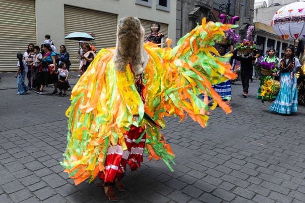August 9, 2026, Mexico City, Mexico: The Mexico City government held the 17th Mega Calenda 2026, a cultural parade that traveled from the Angel of Independence along Paseo de la Reforma to the citys Zocalo, featuring participants in traditional clothing, dances and music, as part of International Indigenous Peoples Day and the 12th Festival of Indigenous Cultures, Indigenous Peoples and Native Neighborhoods of Mexico City. Mexico City Mexico - ZUMAl178 20260809_znp_l178_030 Copyright: xCristianxLeyvax