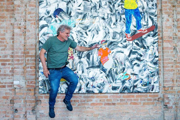SaO PAULO, SP - 09.08.2026: A MOSTRA APOCALIPSE DE ALEX FLEMMING EM SP - The exhibition Apocalypse, by artist Alex Flemming, was presented this Sunday (9), at Palacete da SÃ , in the Historic Center of Sao Paulo. The series of paintings stems from the artist& 39;s reflection on the terrorist attacks on the Bataclan Theatre, in Paris. The historic building, built in 1919, was designed by architect Ramos de Azevedo. In the photo, the person portrayed in the painting. x2995962x  VincentxBosson