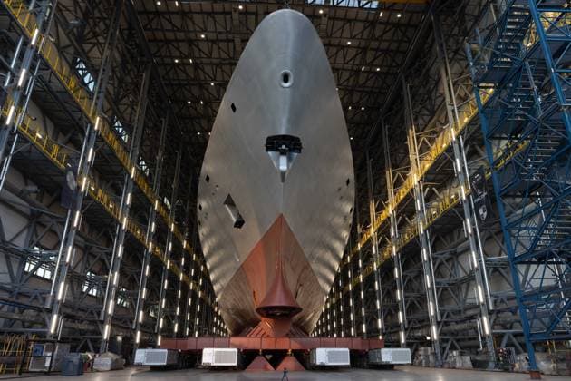 August 9, 2026, Gdynia, Poland: Polish Navy frigate ORP Wicher, the first of three multi-role frigates built under the Miecznik programme, awaits a ceremonial rollout for members of the media at PGZ Stocznia Wojenna in Gdynia Gdynia Poland - ZUMAl194 20260809_zip_l194_008 Copyright: xMarekxLadzinskix