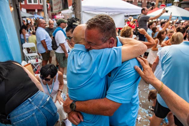 August 9, 2026, Boston, Massachusetts, USA: Patrons celebrate in the street as the image of the saint is returned to its home during the Feast of the Madonna Della Cava in the North End of Boston, Massachusetts on August 9, 2026. Boston USA - ZUMAp158 20260809_aap_p158_011 Copyright: xJosephxPreziosox