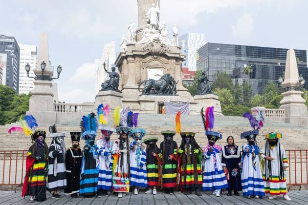 August 9, 2026, Mexico City, Mexico: MEXICO Mexico City, MEXICO Ã¢â‚¬ AUGUST 9, 2026: Participants wearing traditional clothing dance and march during the 17th Mega Calenda cultural parade from the Angel of Independence to the Zocalo in Mexico City, August 9, 2026. Organized by the Mexico City government, the event commemorates the International Day of the World s Indigenous Peoples and is part of the 12th Festival of Indigenous Cultures, Indigenous Peoples, and Native Neighborhoods of Mexico City. Mexico City Mexico  - ZUMAq101 20260809_zna_q101_160 Copyright: xCristianxLeyvax