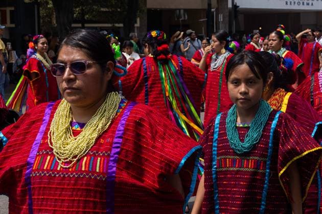 August 9, 2026, Mexico City, Mexico: MEXICO Mexico City, MEXICO Ã¢â‚¬ AUGUST 9, 2026: Participants wearing traditional clothing dance and march during the 17th Mega Calenda cultural parade from the Angel of Independence to the Zocalo in Mexico City, August 9, 2026. Organized by the Mexico City government, the event commemorates the International Day of the World s Indigenous Peoples and is part of the 12th Festival of Indigenous Cultures, Indigenous Peoples, and Native Neighborhoods of Mexico City. Mexico City Mexico  - ZUMAq101 20260809_zna_q101_169 Copyright: xCristianxLeyvax