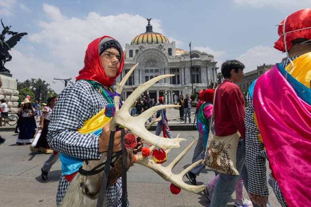 August 9, 2026, Mexico City, Mexico: MEXICO Mexico City, MEXICO Ã¢â‚¬ AUGUST 9, 2026: Participants wearing traditional clothing dance and march during the 17th Mega Calenda cultural parade from the Angel of Independence to the Zocalo in Mexico City, August 9, 2026. Organized by the Mexico City government, the event commemorates the International Day of the World s Indigenous Peoples and is part of the 12th Festival of Indigenous Cultures, Indigenous Peoples, and Native Neighborhoods of Mexico City. Mexico City Mexico - ZUMAq101 20260809_zna_q101_171 Copyright: xCristianxLeyvax