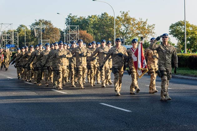 August 9, 2026, Warsaw, Mazovia, Poland: Polish troops march along the riverside during the parade rehearsal. Early in the morning of 9th August, Poland s armed forces, and those of allies stationed in the country, take part in a rehearsal in preparation for a parade on National Armed Forces Day on the 15th August. Soldiers muster as the sun rises over the Vistula River and march past grandstands prepared for dignitaries. The soldiers were followed by mechanised divisions travelling in tanks and a variety of armoured vehicles. Afterwards, Secretary of State in the Ministry of Defence, Pawel Bejda addresses a post-rehearsal press conference, where he is accompanied by the Chief of the General Staff of the Polish Armed Forces, General Wieslaw - ZUMAs197 20260809_aaa_s197_073 Copyright: xNeilxMiltonx