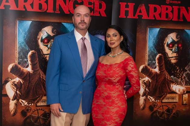 Harbinger UK Premiere at The Court House Hotel, London Guests attend the Harbinger UK Premiere at The Court House Hotel, London, UK 9 August 2026 (Photo By Robin Pope). 09 Aug 2026 Pictured: Jonathan Sothcott, Jeanine Nerissa Sothcott.  Copyright: xThexMegaxAgencyxrbpxMEGAx