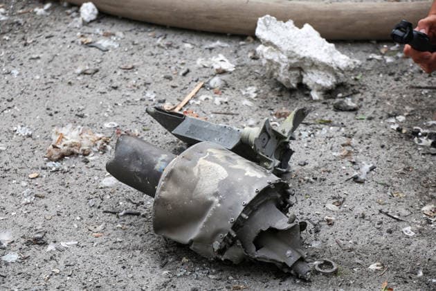 Russian S8000 Banderol cruise missile debris lies on the ground outside a 10-storey apartment block in the Saltivskyi district, Kharkiv, Ukraine, August 9, 2026. As a result of the terrorist attack, the seventh to tenth floors were destroyed. At present, three people are confirmed dead and 37 others injured. (Photo by Viacheslav Madiievskyi Ukrinform) Russian Banderol missile strikes apartment block in Kharkiv  Copyright: xViacheslavxMadiievskyix