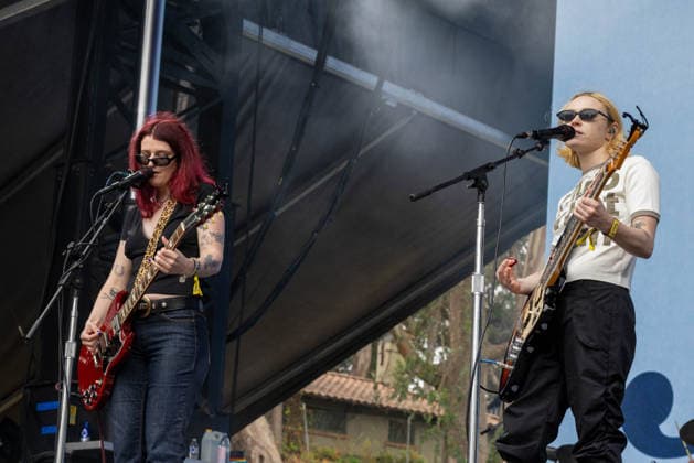 August 9, 2026, San Francisco, California, USA: ALLEGRA WEINGARTEN and ETTA FRIEDMAN of indie rock band Momma during Outside Lands Music Festival in San Francisco, California San Francisco USA  - ZUMAs135 20260809_zap_s135_062 Copyright: xDanielxDeSloverx