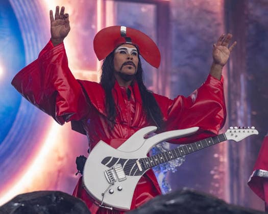 August 9, 2026, San Francisco, California, USA: LUKE STEELE of Australian band Empire of the Sun during Outside Lands Music Festival in San Francisco, California San Francisco USA  - ZUMAs135 20260809_zap_s135_099 Copyright: xDanielxDeSloverx