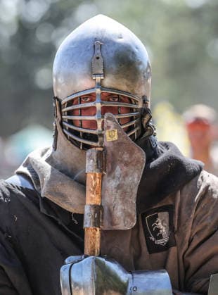 Kingdom of Loxwood medieval festival 09.08.2026. Members of the Full contact medieval armoured combat group Invicta take part in mass combat at the Kingdom of Loxwood medieval festival in west Sussex  Copyright: xRichardxPohlex NINTCHDBPICT001100253918