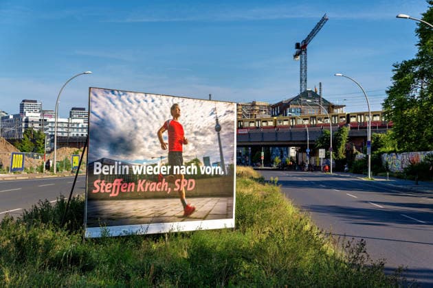 Berlin,09.08.2026,Wahlplakat der Partei SPD Steffen Krach zur Wahl zum 20.Abgeordnetenhaus von Berlin sowie zu den Bezirksverordnetenversammlungen am 20.09.2026. *** Berlin, August 9, 2026—Election poster for the SPD party’s candidate Steffen Krach in the election for the 20th Berlin House of Representatives and the district councils on September 20, 2026