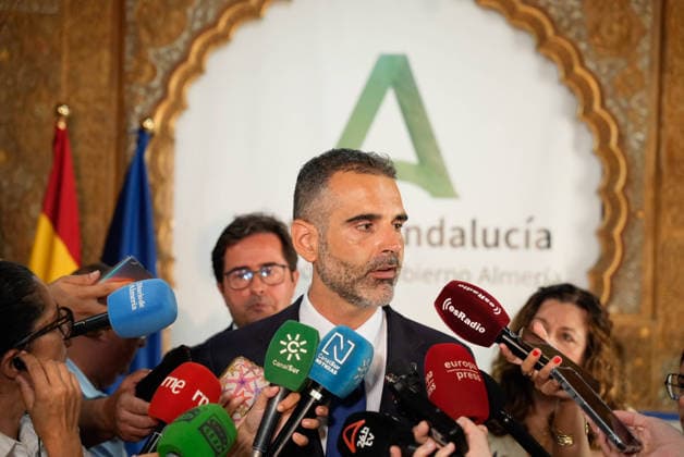 Inauguration of the Regional Delegates of the Andalusian Regional Government in the Province of Almería The Regional Minister of Agriculture, Water, Fisheries, and Rural Development, Ramón Fernández Pacheco, speaks to the media before presiding over the swearing-in ceremony for the Regional Government’s territorial delegates in Almería August 10, 2028, in Almería, Andalusia, Spain August 10, 2026 Marian Leó Almería, Andalusia, Spain Almería, Andalusia, Spain Spain  Copyright: xMarianxLeonx 7708500