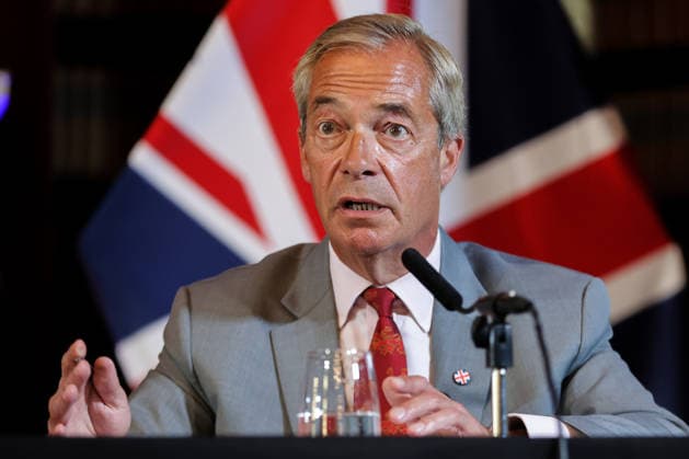 August 10, 2026, London, London, UK: London, UK. Reform UK leader Nigel Farage speaks at a press conference in central London, setting out plans to remove foreign nationals from British prisons in a bid to ease overcrowding. London UK  - ZUMAl94_ 20260810_zaf_l94_011 Copyright: xDinendraxHariax
