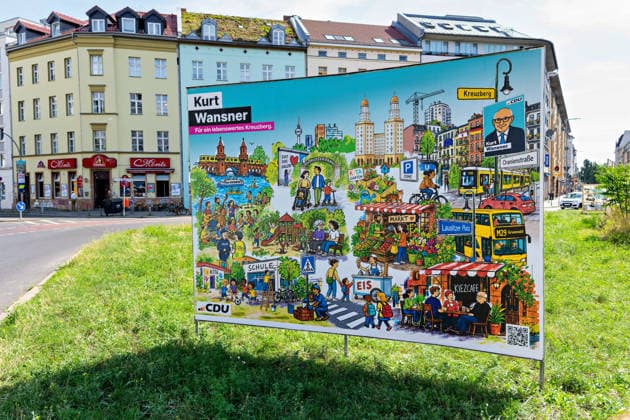 Berlin,10.08.2026,Wahlplakat der Partei CDU Kurt Wansner zur Wahl zum 20.Abgeordnetenhaus von Berlin sowie zu den Bezirksverordnetenversammlungen am 20.09.2026. *** Berlin, August 10, 2026—Election poster for the CDU party and Kurt Wansner for the election to the 20th Berlin House of Representatives and the district councils on September 20, 2026