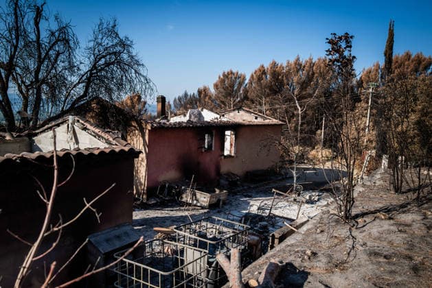 Aftermath of Wildfire in The Var - France A house destroyed by the Gros Bessillon fire near the Notre-Dame-de-Grace sanctuary in Cotignac, France, on August 10, 2026. Photo by Laurent Coust ABACAPRESS.COM Cotignac France  Copyright: xCoustxLaurent ABACAx