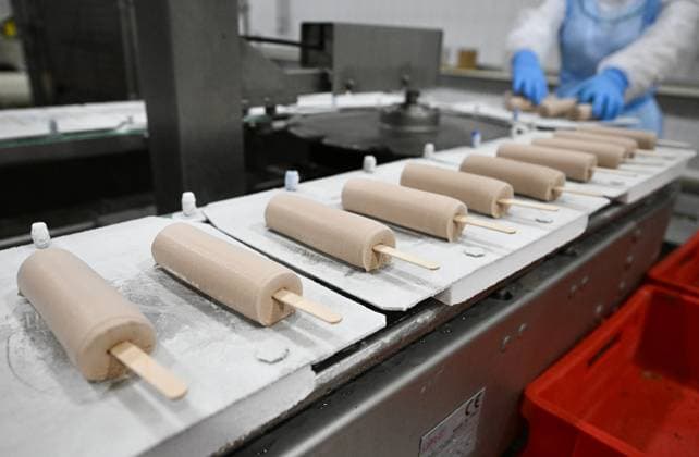 Russia Food Industry 9220058 10.08.2026 An employee works on an ice cream production line at the Chistaya Liniya (Clean Line) plant, in Moscow Region, Russia. Maksim Blinov Sputnik Moscow region Russia  Copyright: xMaksimxBlinovx