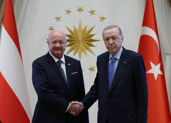 Turkish President Erdogan receives Austrian Chancellor Stocker ANKARA, TURKIYE - AUGUST 10 : (----EDITORIAL USE ONLY - MANDATORY CREDIT - TURKISH PRESIDENCY MURAT CETINMUHURDAR HANDOUT - NO MARKETING NO ADVERTISING CAMPAIGNS - DISTRIBUTED AS A SERVICE TO CLIENTS----) Turkish President Recep Tayyip Erdogan (R) receives Austrian Chancellor Christian Stocker (L) with an official ceremony at the Presidential Complex in Ankara, Turkiye on August 10, 2026. Turkish Presidency Murat Cetinmuhurdar Handout Anadolu Ankara Turkey. Editorial use only. Please get in touch for any other usage.  Copyright: x2026xAnadoluxTurkishxPresidencyx xMuratxCetinmuhurdarx xHandoutx