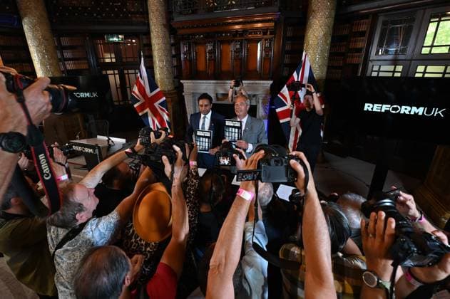 Leader of Reform UK Nigel Farage holds press conference in London LONDON, UNITED KINGDOM - AUGUST 10 : Leader of Reform UK Nigel Farage and the party s Shadow Home Secretary Zia Yusuf hold a press conference to announce their policies on national prison capacity and foreign inmates, including plans to transfer foreign prisoners to their home countries or third nations and expand prison capacity across the UK on August 10, 2026 in London, United Kingdom. Rasid Necati Aslim Anadolu London United Kingdom. Editorial use only. Please get in touch for any other usage.  Copyright: x2026xAnadoluxRasidxNecatixAslimx