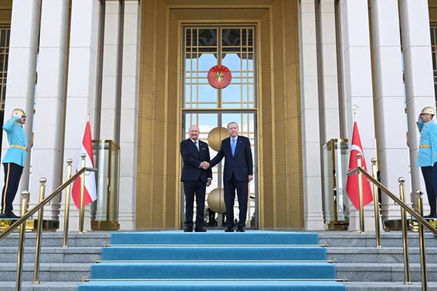 Recep Tayyip Erdogan - Christian Stocker meeting in Ankara ANKARA, TURKIYE - AUGUST 10 : Turkish President Recep Tayyip Erdogan welcomes Austrian Chancellor Christian Stocker with an official ceremony at the Presidential Complex in Ankara, Turkiye on August 10, 2026. Mehmet Ali Ozcan Anadolu Ankara Turkey. Editorial use only. Please get in touch for any other usage.  Copyright: x2026xAnadoluxMehmetxAlixOzcanx