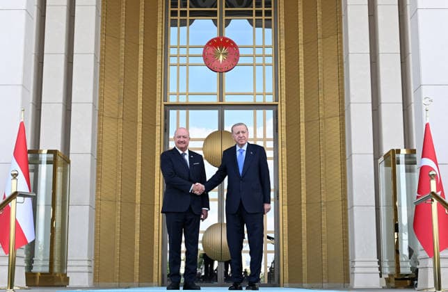 Recep Tayyip Erdogan - Christian Stocker meeting in Ankara ANKARA, TURKIYE - AUGUST 10 : Turkish President Recep Tayyip Erdogan welcomes Austrian Chancellor Christian Stocker with an official ceremony at the Presidential Complex in Ankara, Turkiye on August 10, 2026. Mehmet Ali Ozcan Anadolu Ankara Turkey. Editorial use only. Please get in touch for any other usage.  Copyright: x2026xAnadoluxMehmetxAlixOzcanx
