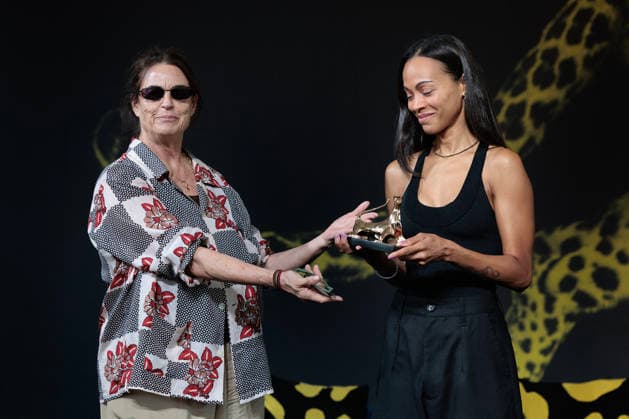 Locarno Film Festival 2026 - Zoe Saldana Receives Pardo Lifetime Achievement Award - Italy Zoe Saldana at the Forum Spazio Cinema to receive the Special Honorary Pardo Award at the 79th Locarno Film Festival on August 10, 2026 in Locarno, Switzerland. (Photo by Stefan Kraus ABACAPRESS.COM) Locarno Switzerland  Copyright: xKrausxStefan ABACAx