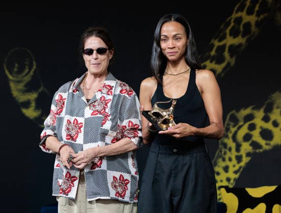 Locarno Film Festival 2026 - Zoe Saldana Receives Pardo Lifetime Achievement Award - Italy Zoe Saldana at the Forum Spazio Cinema to receive the Special Honorary Pardo Award at the 79th Locarno Film Festival on August 10, 2026 in Locarno, Switzerland. (Photo by Stefan Kraus ABACAPRESS.COM) Locarno Switzerland  Copyright: xKrausxStefan ABACAx