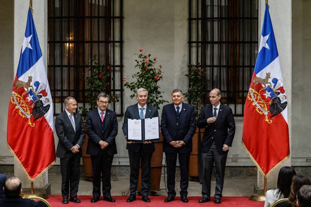 Santiago, August 10, 2026: President of the Republic José Antonio Kast presides over the signing of the constitutional reform bill as part of his Agenda Against Organized Crime and Terrorism (ACOT). Diego Martin Aton, Chile; Aton 1179494 jpeg  Copyright: DIEGOxMARTIN ATONxCHILE