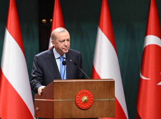 Recep Tayyip Erdogan - Christian Stocker hold joint press conference in Ankara ANKARA, TURKIYE - AUGUST 10: Turkish President Recep Tayyip Erdogan makes a speech as he holds a joint press conference with Austrian Chancellor Christian Stocker (not seen) following their meeting at the Presidential Complex in Ankara, Turkiye, on August 10, 2026. Mehmet Ali Ozcan Anadolu Ankara Turkey. Editorial use only. Please get in touch for any other usage.  Copyright: x2026xAnadoluxMehmetxAlixOzcanx