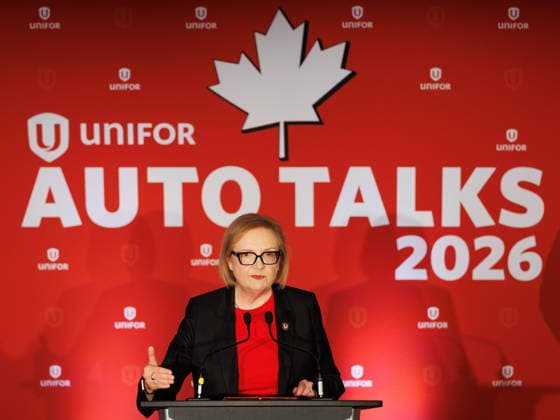 August 10, 2026, Toronto, On, Canada: Lana Payne, Unifor National President speaks at a press conference as Unifor opens negotiations with General Motors in Toronto, on Monday, Aug. 10, 2026. Toronto Canada  - ZUMAc35_ 20260810_zaf_c35_018 Copyright: xKeitoxNewmanx