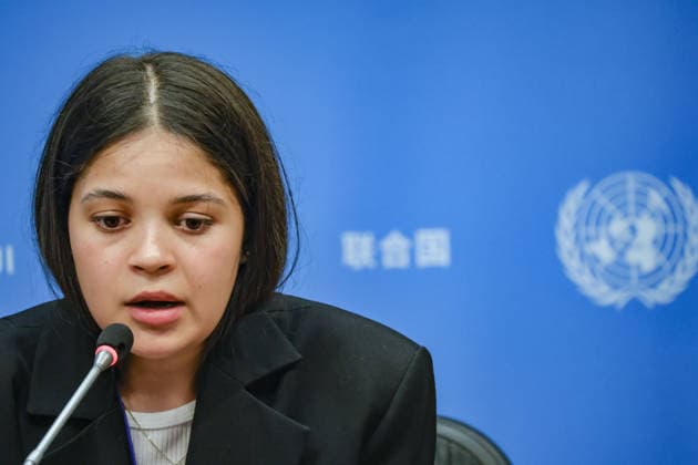 August 10, 2026, New York, New York, United States: LENIIE UMEROVA, a Ukrainian Crimean Tatar and former civilian detainee, addresses a press briefing following her testimony at a UN Security Council Arria-formula meeting at UNHQ. UMEROVA was detained by Russian authorities in December 2022 while travelling to occupied Crimea to visit her seriously ill father and was later transferred to MoscowÃ¢â‚¬â ¢s Lefortovo prison, where she was accused of espionage. Held until September 2024, she described interrogation, prolonged isolation, and physical and psychological abuse, as well as the broader treatment of Ukrainian civilian detainees. New York United States - ZUMAo116 20260810_znp_o116_017 Copyright: xBiancaxOterox
