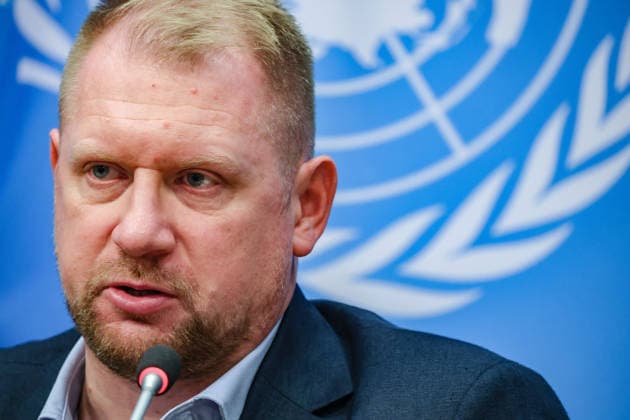August 10, 2026, New York, New York, United States: OLEG GUSHCHYN, Legal Counsellor with UkraineÃ¢â‚¬â ¢s Coordination Headquarters for the Treatment of Prisoners of War, speaks during a press briefing following a UN Security Council Arria-formula meeting at UNHQ. GUSHCHYN outlined UkraineÃ¢â‚¬â ¢s legal assessment of RussiaÃ¢â‚¬â ¢s network of detention facilities, described alleged systematic torture and mistreatment of Ukrainian prisoners of war and civilian detainees, and discussed ongoing efforts relating to prisoner exchanges, accountability and compliance with the Geneva Conventions. New York United States  - ZUMAo116 20260810_znp_o116_034 Copyright: xBiancaxOterox