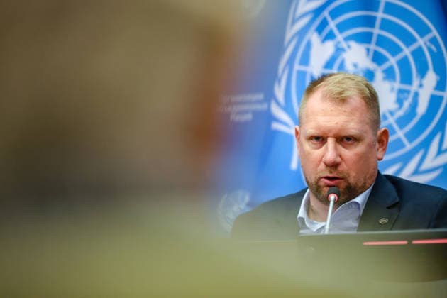 August 10, 2026, New York, New York, United States: OLEG GUSHCHYN, Legal Counsellor with UkraineÃ¢â‚¬â ¢s Coordination Headquarters for the Treatment of Prisoners of War, speaks during a press briefing following a UN Security Council Arria-formula meeting at UNHQ. GUSHCHYN outlined UkraineÃ¢â‚¬â ¢s legal assessment of RussiaÃ¢â‚¬â ¢s network of detention facilities, described alleged systematic torture and mistreatment of Ukrainian prisoners of war and civilian detainees, and discussed ongoing efforts relating to prisoner exchanges, accountability and compliance with the Geneva Conventions. New York United States  - ZUMAo116 20260810_znp_o116_052 Copyright: xBiancaxOterox