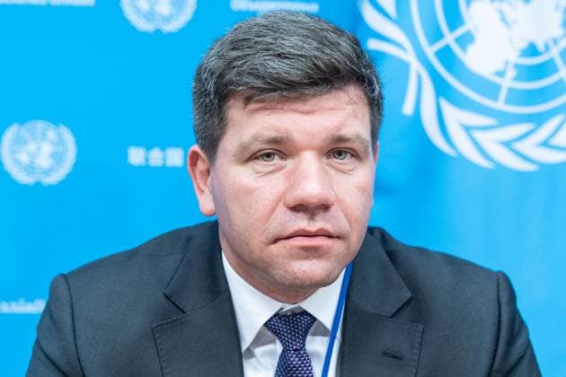August 10, 2026, New York, New York, USA: Ambassador Volodymyr Pavlichenko attends press briefing organized by Permanent Mission of Ukraine at UN Headquarters in New York, NY on August 10, 2026. Khuan Leyva Garsiya and Leniie Umerova briefed press on their experience being in captivity in Russia and their witness of treatments by Russian authorities of POW and civilians taken into prisons in Russia. New York USA - ZUMAr339 20260810_znp_r339_015 Copyright: xLevxRadinx