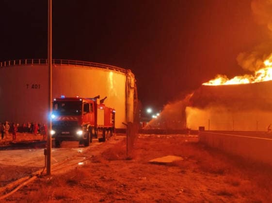 Fire breaks out at an oil depot in Tripoli??????? TRIPOLI, LIBYA - AUGUST 11: (----EDITORIAL USE ONLY - MANDATORY CREDIT - LIBYAN NATIONAL SAFETY AUTHORITY HANDOUT - NO MARKETING NO ADVERTISING CAMPAIGNS - DISTRIBUTED AS A SERVICE TO CLIENTS----) Firefighters and emergency services respond to a blaze that broke out at an oil depot in Zawiya, where clashes between armed groups have intensified in recent days, west of Tripoli, Libya, on August 11, 2026. Libyan National Safety Authority Handout Anadolu Tripoli Libya. Editorial use only. Please get in touch for any other usage.  Copyright: x2026xAnadoluxLibyanxNationalxSafetyxAuthorityx xHandoutx