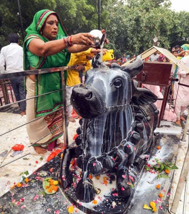 RECORD DATE NOT STATED A woman devotee performs ˜Jal Abhishek™ on the occasion of Sawan Shivratri at Gufa Wala Temple New Delhi, Aug 11 (ANI): A woman devotee performs ˜Jal Abhishek™ on the occasion of Sawan Shivratri at Gufa Wala Temple, Preet Vihar, in New Delhi on Tuesday. New Delhi Delhi India Copyright: xANIx ANI_20260811052