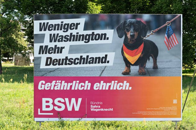 Berlin,11.08.2026,Wahlplakat der Partei BSW zur Wahl zum 20.Abgeordnetenhaus von Berlin sowie zu den Bezirksverordnetenversammlungen am 20.09.2026. *** Berlin, August 11, 2026—Election poster for the BSW party for the election to the 20th Berlin House of Representatives and the district councils on September 20, 2026