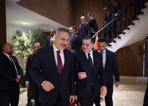 Turkish Foreign Minister Hakan Fidan in Tripoli TRIPOLI, LIBYA - AUGUST 11: (----EDITORIAL USE ONLY - MANDATORY CREDIT - TURKISH FOREIGN MINISTRY HANDOUT - NO MARKETING NO ADVERTISING CAMPAIGNS - DISTRIBUTED AS A SERVICE TO CLIENTS----) Turkish Foreign Minister Hakan Fidan meets with Prime Minister of the Libyan Government of National Unity Abdul Hamid Dbeibeh in Tripoli, Libya on August 11, 2026. Disisleri Bakanligi Anadolu Tripoli Libya. Editorial use only. Please get in touch for any other usage.  Copyright: x2026xAnadoluxDÄ±ÅüiÅülerixBakanlÄ±ÄüÄ±x