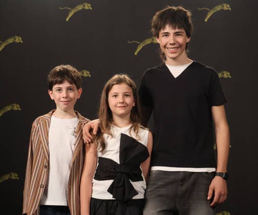 IPA87399483 - Locarno, Switzerland Locarno Film Festival 2026 Alberi erranti film photocall: director and cast In the photo: Lupo Barbiero, Iris Barbiero, and Argo Barbieri, actors  Copyright: xNickxZonnaxxcopyrightx x xNickxZonnax 87399483