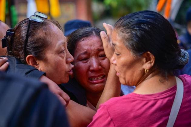 August 11, 2026, Kathmandu, Nepal: KATHMANDU, NEPAL Ã¢â‚¬ AUGUST 11, 2026: Relatives mourn at Tribhuvan International Airport as the remains of Nepali mountaineers Kilu Pemba Sherpa, Nima Sherpa and Gyalu Sherpa arrive in Kathmandu after being repatriated from Pakistan following the Broad Peak avalanche tragedy. The three climbers were among 10 members of an international expedition killed by an avalanche while ascending toward Camp 3 on Broad Peak, an 8,047-meter mountain in Pakistan s Karakoram Range. The tragedy also claimed the lives of renowned British-Nepali mountaineer Nirmal Nims Purja and climbers from China, Oman, the United States and Pakistan. Kathmandu Nepal  - ZUMAq101 20260811_zna_q101_105 Copyright: xSafalxPrakashxShresthax