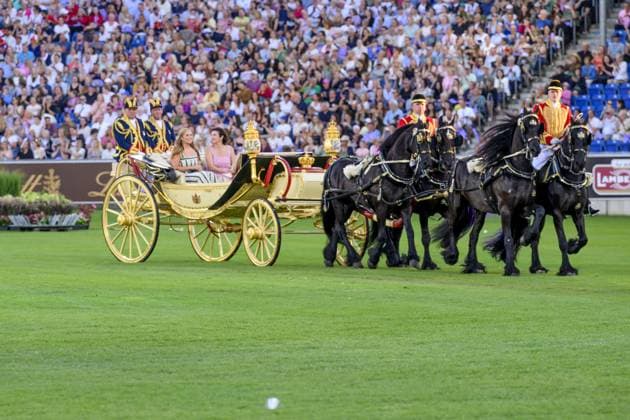 Aken, The Netherlands, 2026-08-11 20:20:53 AACHEN, 11-08-2026, Allianz Park Princess of Orange Princess Amalia attends the opening of the 2026 FEI World Championships in Aachen. The FEI World Championships is a large-scale global equestrian event where world titles are contested in all six equestrian disciplines: dressage, eventing, driving, para-dressage, show jumping, and vaulting. This year, the event is being organized in Aachen, which, like Rotterdam, is known for its Concours Hippique International Officiel (CHIO), and takes place at Allianz Park. PHOTO: NLBeeld Patrick van Emst Credit: NL Beeld Patrick van Emst  Copyright: xx x